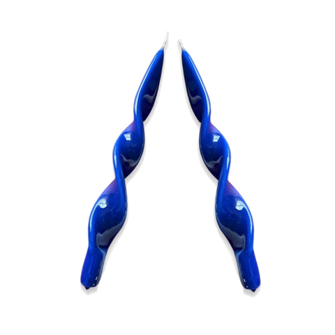 Navy Blue Ribbon Candles (Set of 2)