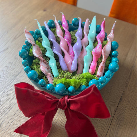 Bubblegum Ribbon Candles (Set of 2)