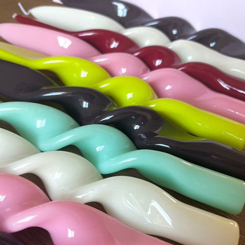 Quartet of Ribbon Candles in 'Sugar High' (Set of 4)