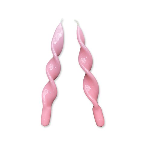 Pink Candy Ribbon Candles (Set of 2)