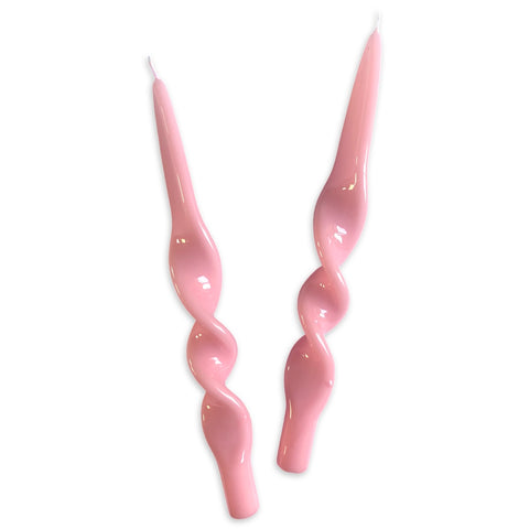 Powder Pink Ribbon Candles (Set of 2)