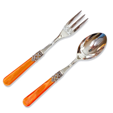 Serving Fork and Spoon - Acid orange pearl