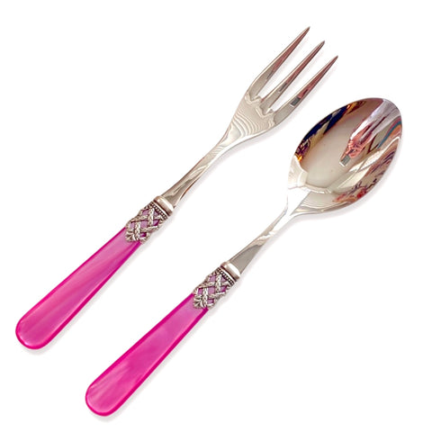 Serving Fork and Spoon - Acid pink pearl