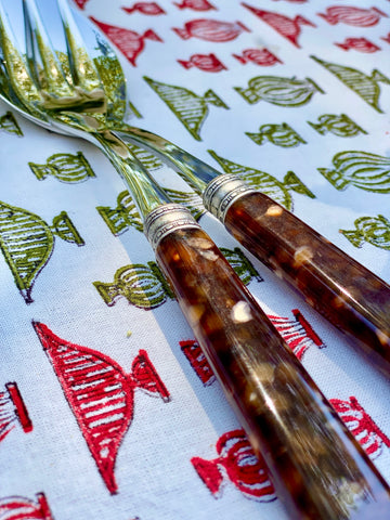 Serving Fork and Spoon - Tortoiseshell