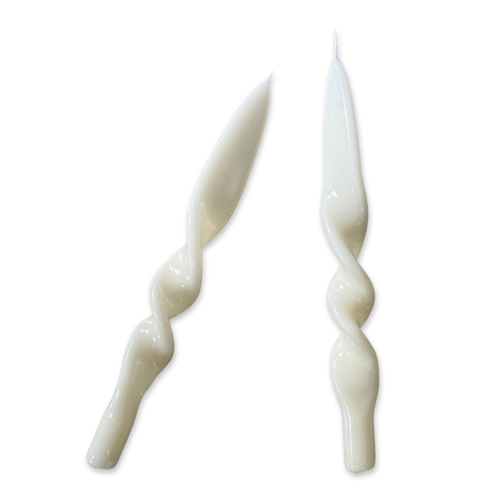 Ivory Ribbon Candles (Set of 2)