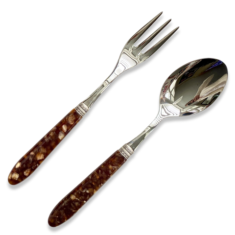 Serving Fork and Spoon - Tortoiseshell