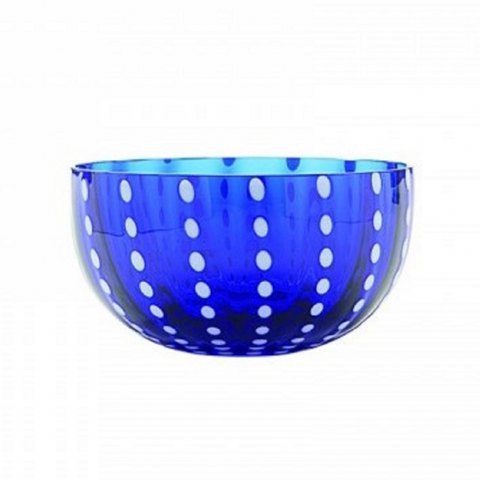 Italian Glass Snack Bowls in Blue (set of two)
