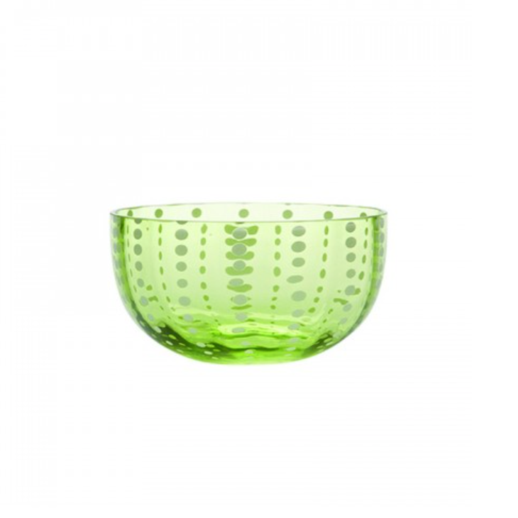Italian Glass Snack Bowls in Apple Green (set of two)